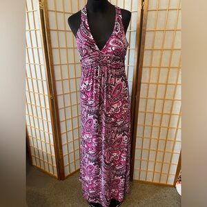 Pink Paisley Epilogue Stretchy  Halter Maxi Dress 2010’s